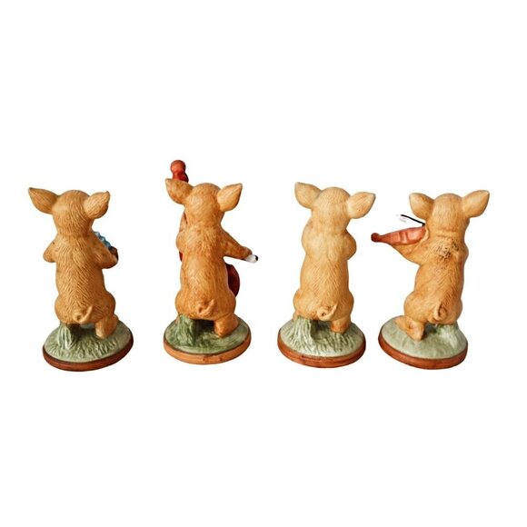 Vintage Enesco 1979 Musical Pig Figurines Set Of 4 Playing Instruments Ceramic - Picture 6 of 7